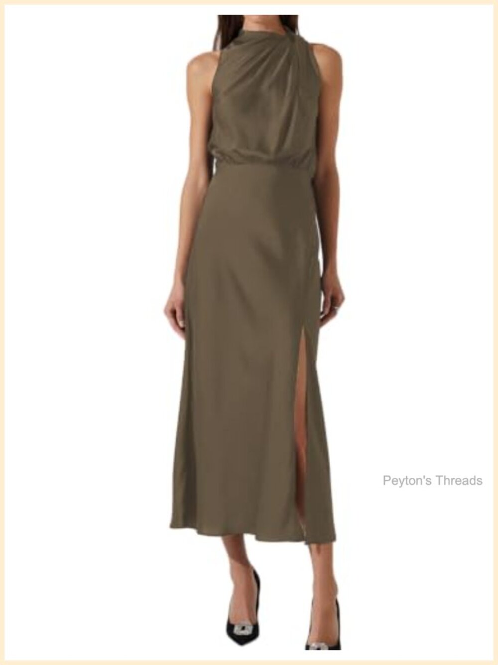 Satin High Neck Sleeveless Midi Dress Wedding Guest Formal Cocktail